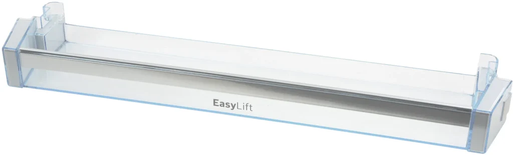 Šaldytuvo BOSCH, SIEMENS vidurinė durų lentynėlė (EasyLift),57,1 cm x 12 cm x 5,5 cm,orig. Buitinių šaldytuvų laikikliai, stalčiai, lentynos ir kitos plastmasinės detalės