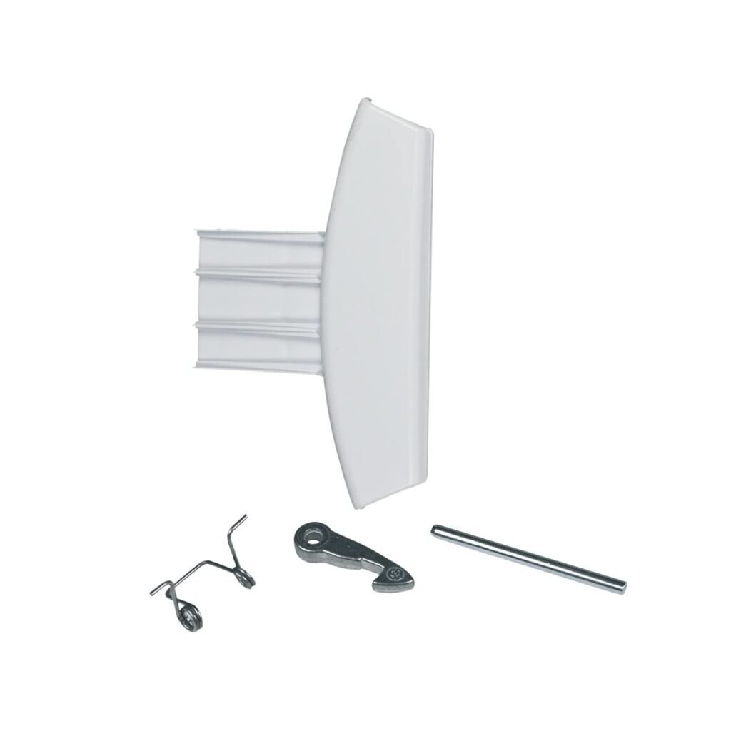 Skalbimo mašinos WHIRLPOOL/INDESIT durų rankenėlė (komplektas), balta. Skalbimo mašinų durų rankenėlės, kabliukai