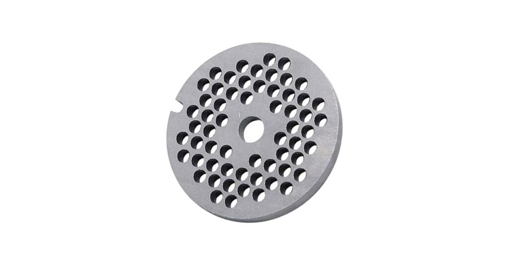 Sietelis (priešpeilis) mėsmalei KENWOOD, DELONGHI, diametras – 62mm, 4mm skylutės, vidinė skylė 9mm, orig. Blenderių, mikserių,virtuvinių kombainų, pjaustyklių,duonkepių ir kitų aparatų dalys