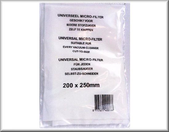 Universal microfilter 200x250mm Dulkių siurblių šepečiai, žarnos filtrai,maišeliai,laikikliai antgaliai ratukai,teleskopiniai vamzdžiai ir kt