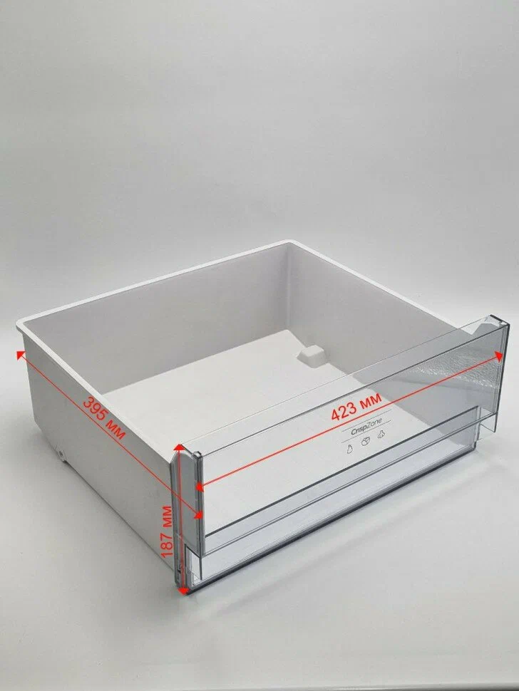 Šaldytuvo HISENSE/GORENJE apatinis daržovių stalčius,423x393x190 mm,orig. Buitinių šaldytuvų laikikliai, stalčiai, lentynos ir kitos plastmasinės detalės
