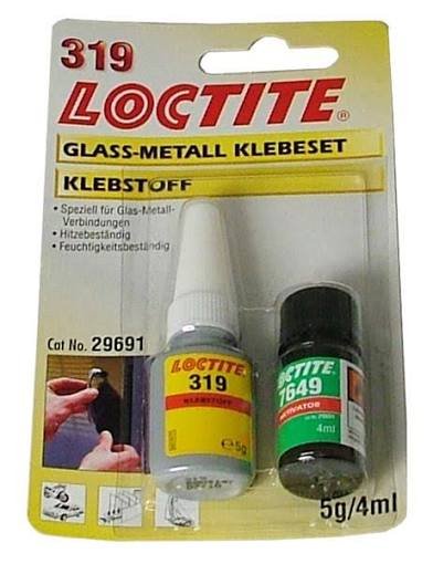 Metalo ir stiklo klijai LOCTITE AA 319/7649.AA 319 Glass-metal adhesive set Silikonai klijai izoliacijos baterijos akumuliatoriai Barzdaskučių ,epiliatorių ir kt dalys