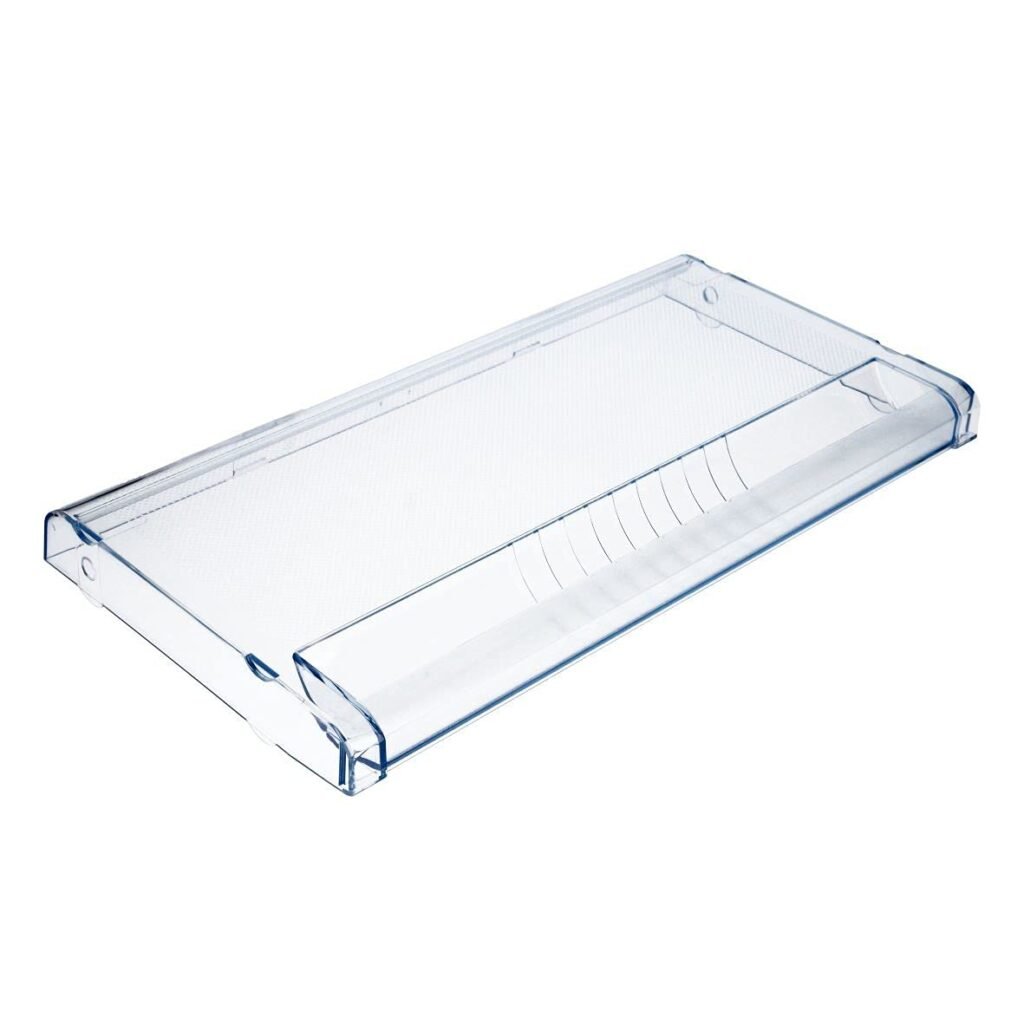 Šaldiklio BOSCH/SIEMENS apatinio stalčiaus priekinis skydelis, 433 x 225 mm ,orig. Buitinių šaldytuvų laikikliai, stalčiai, lentynos ir kitos plastmasinės detalės